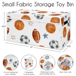 Sweet Jojo Designs Boy Fabric Storage Toy Bin Watercolor Sports Theme Blue Brown And Orange -Kids House GUEST 0172ebc2 4256 457f a97e 1e5ed6893413
