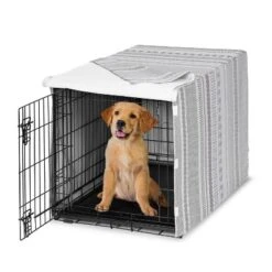 Sweet Jojo Designs Gender Neutral Unisex Dog Crate Kennel Cover 36in. Boho Jacquard White And Grey -Kids House GUEST 033ea6db 8eba 4bd9 9063 9071cef10e0e