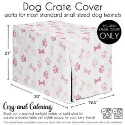 Sweet Jojo Designs Girl Dog Crate Kennel Cover 30in. Paw And Bone Pink And White -Kids House GUEST 04617c2b 64ec 4340 8687 263d53ae1e2b