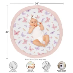 Sweet Jojo Designs Girl Baby Tummy Time Playmat Butterfly Blush Pink And Purple -Kids House GUEST 050a420f 7c46 4656 8ec4 d21f53fdefb7