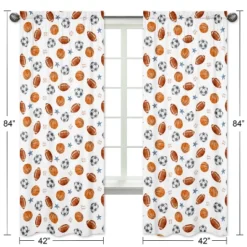Sweet Jojo Designs Boy Window Curtain Panels Drapes 84in. Watercolor Sports Theme Blue Brown And Orange -Kids House GUEST 0932f80f 233d 4826 8e78 073f9de6e045