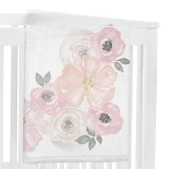 Sweet Jojo Designs Girl Baby Milestone Blanket Watercolor Floral Pink And Grey