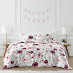 Watercolor Floral Bedding Set Burgundy Wine/Pink - Sweet Jojo Designs -Kids House GUEST 0ca064c8 df61 4540 9bbe d2836aa583ac