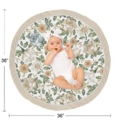 Sweet Jojo Designs Girl Baby Tummy Time Playmat Vintage Floral Blue Yellow And Beige -Kids House GUEST 0ec15b20 0aaa 4d3c b2fb 83570f6fc0f4