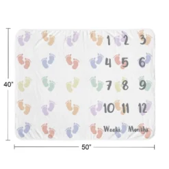 Sweet Jojo Designs Gender Neutral Unisex Baby Milestone Blanket Baby Footprints Multicolor -Kids House GUEST 0f294eb7 60be 4022 9676 b19d7167caeb