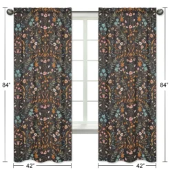 Sweet Jojo Designs Girl Window Curtain Panels 84in. Boho Floral Wildflower Black Orange And Blue -Kids House GUEST 0f70d6bc 5b5a 4f94 aaa8 bbde3af02a0c