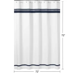 Sweet Jojo Designs Shower Curtain 72in.x72in. Hotel White And Navy Blue -Kids House GUEST 10baef95 c9e2 4a0a 913f 6976231fdc9e