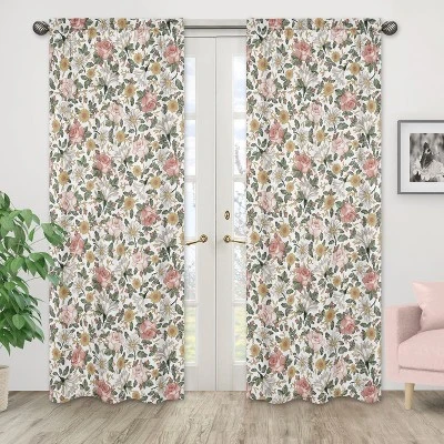 Sweet Jojo Designs Girl Window Curtain Panels Drapes 84in. Vintage Floral Pink Green Yellow 3 Sweet Jojo Designs Girl Window Curtain Panels Drapes 84in. Vintage Floral Pink Green Yellow
