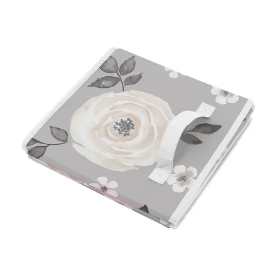 Sweet Jojo Designs Girl Set Of 2 Kids' Decorative Fabric Storage Bins Watercolor Floral Grey And Pink 4 Sweet Jojo Designs Girl Set Of 2 Kids' Decorative Fabric Storage Bins Watercolor Floral Grey And Pink - Image 2