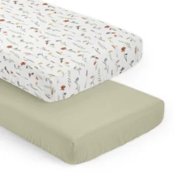 Sweet Jojo Designs Girl Fitted Crib Sheets Set Watercolor Floral Garden Green Orange And Beige 2pc -Kids House GUEST 13548f87 ccfc 4270 87c1 39c8d4569572