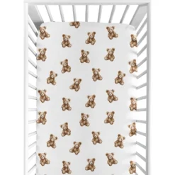 Sweet Jojo Designs Boy, Girl, Unisex/Gender Neutral Baby Fitted Crib Sheet Boho Teddy Bear Brown And White -Kids House GUEST 141ea9f4 041d 423f b031 aa4cc124ab56