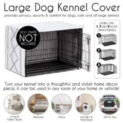 Sweet Jojo Designs Dog Crate Kennel Cover 42in. Boho Fringe White And Grey -Kids House GUEST 17a82727 eb1a 444c 8889 437456f9dd94