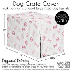 Sweet Jojo Designs Girl Dog Crate Kennel Cover 42in. Paw And Bone Pink And White -Kids House GUEST 1980468d 888b 4fc4 a545 a806d0e28f70