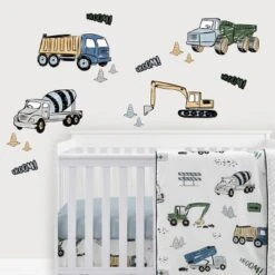Sweet Jojo Designs Boy Wall Decal Stickers Art Nursery Décor Construction Truck Green Blue And Grey 4pc -Kids House GUEST 1a4543b6 e364 495a 9cb1 6e2b2ed93a38