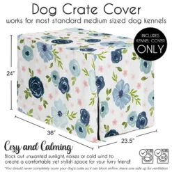 Sweet Jojo Designs Dog Crate Kennel Cover 36in. Watercolor Floral Navy Blue And Pink -Kids House GUEST 1ad96296 4074 45d1 908a 53f764e433e9