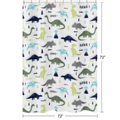 Sweet Jojo Designs Shower Curtain 72in.x72in. Mod Dinosaur Blue And Green -Kids House GUEST 1c7a1991 f7bf 4ce8 9b2e 78f8258d3a1e