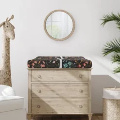 Sweet Jojo Designs Girl Changing Pad Sheet Boho Floral Wildflower Orange Black And Blue