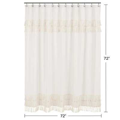 Sweet Jojo Designs Shower Curtain 72in.x72in. Boho Fringe Ivory 4 Sweet Jojo Designs Shower Curtain 72in.x72in. Boho Fringe Ivory - Image 2
