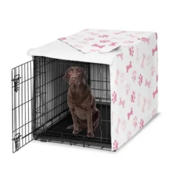 Sweet Jojo Designs Girl Dog Crate Kennel Cover 42in. Paw And Bone Pink And White -Kids House GUEST 1ddfb639 e68e 4ac0 9b21 952063b81ea4