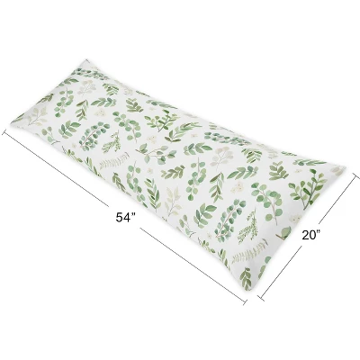 Sweet Jojo Designs Girl Body Pillow Cover (Pillow Not Included) 54in.x20in. Botanical Leaf Green And White 5 Sweet Jojo Designs Girl Body Pillow Cover (Pillow Not Included) 54in.x20in. Botanical Leaf Green And White - Image 3