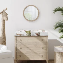 Sweet Jojo Designs Boy Girl Gender Neutral Unisex Changing Pad Sheet Watercolor Woodland Forest Animals Orange Green And Brown