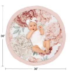 Sweet Jojo Designs Girl Baby Tummy Time Playmat Peony Floral Garden Pink And Ivory -Kids House GUEST 2098df29 81b1 40bf 93cb 5ba844230e62
