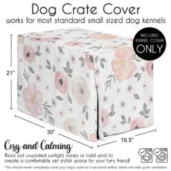 Sweet Jojo Designs Dog Crate Kennel Cover 30in. Watercolor Floral Pink And Grey -Kids House GUEST 214a353e 4312 4563 a2a1 410dce49a6eb