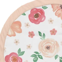 Sweet Jojo Designs Girl Baby Tummy Time Playmat Watercolor Floral Peach Green And White -Kids House GUEST 2269df3e 4cb6 437a 8384 a3dc36906ba5
