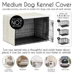 Sweet Jojo Designs Boy, Girl, Unisex/Gender Neutral Dog Crate Kennel Cover 36in. Gingham Checkered Plaid Taupe And White -Kids House GUEST 26d707e6 1e1f 4ea7 973e 35b21bd68317