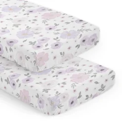 Sweet Jojo Designs Girl Fitted Crib Sheets Set Watercolor Floral Purple Pink And Grey 2pc -Kids House GUEST 26e4b817 b8e4 4e77 879e 8efc28d012d5