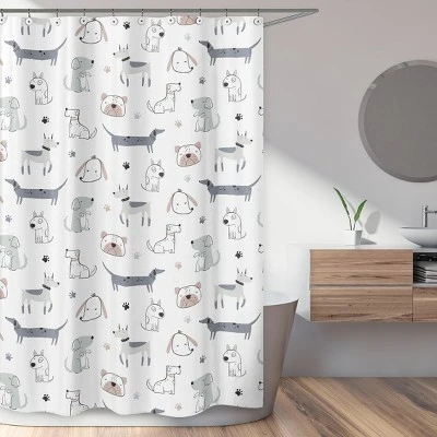 Sweet Jojo Designs Boy, Girl, Unisex/Gender Neutral Shower Curtain 72in.x72in. Cartoon Puppy Grey Taupe And Blue 3 Sweet Jojo Designs Boy, Girl, Unisex/Gender Neutral Shower Curtain 72in.x72in. Cartoon Puppy Grey Taupe And Blue