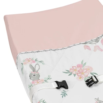 Sweet Jojo Designs Girl Changing Pad Cover Bunny Floral Pink Grey And White 4 Sweet Jojo Designs Girl Changing Pad Cover Bunny Floral Pink Grey And White - Image 2