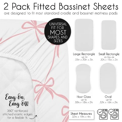 Sweet Jojo Designs Girl Baby Bassinet Fitted Sheets Set Ballerina And Ballet Bows Pink And White 2pc 7 Sweet Jojo Designs Girl Baby Bassinet Fitted Sheets Set Ballerina And Ballet Bows Pink And White 2pc - Image 5