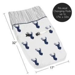 Sweet Jojo Designs Boy Changing Pad Cover Stag Navy Blue And White -Kids House GUEST 2aad647b 756d 43e8 986e 7807ecf3bbc3