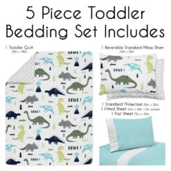 Sweet Jojo Designs Boy Toddler Bedding Set Mod Dinosaur Blue And Green Blue And Green 5pc. -Kids House GUEST 2ad17e83 20f0 4021 9762 1204e1241f90