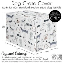 Sweet Jojo Designs Gender Neutral Unisex Dog Crate Kennel Cover 36in. Cartoon Puppy Grey Blue And White -Kids House GUEST 2aee3178 3aeb 402d 9138 15fd6de950ea