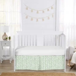 Sweet Jojo Designs Girl Baby Crib Bed Skirt Sunflower Green And White