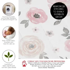 Sweet Jojo Designs Girl Toddler Weighted Blanket 5lbs. For Kids Watercolor Floral Pink And Grey -Kids House GUEST 2dff762c 4ee0 4ef2 883b be08c700ec25