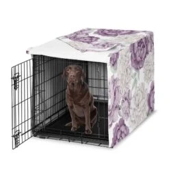 Sweet Jojo Designs Girl Dog Crate Kennel Cover 42in. Peony Floral Garden Purple Ivory And Green -Kids House GUEST 3149d564 82d5 4e09 8156 33490d519df4