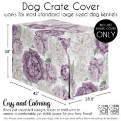 Sweet Jojo Designs Girl Dog Crate Kennel Cover 42in. Peony Floral Garden Purple Ivory And Green -Kids House GUEST 332840f6 250e 4841 a8d7 5906d9c35a4e