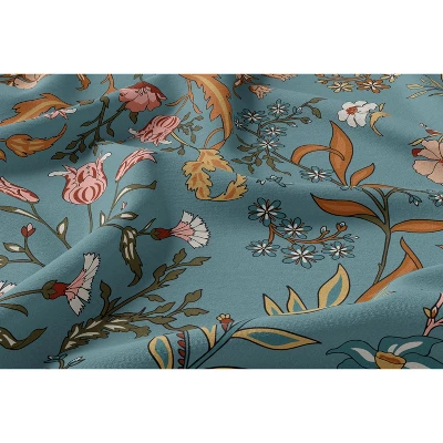 Sweet Jojo Designs King Duvet Cover And Shams Set Boho Floral Wildflower Blue And Orange 3pc 5 Sweet Jojo Designs King Duvet Cover And Shams Set Boho Floral Wildflower Blue And Orange 3pc - Image 3