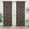 Sweet Jojo Designs Girl Window Curtain Panels 84in. Boho Floral Wildflower Black Orange And Blue