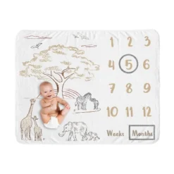 Sweet Jojo Designs Gender Neutral Baby Milestone Blanket Serengeti Animals Multicolor -Kids House GUEST 3779aa3e 133d 46c9 84f4 60c5ae126082