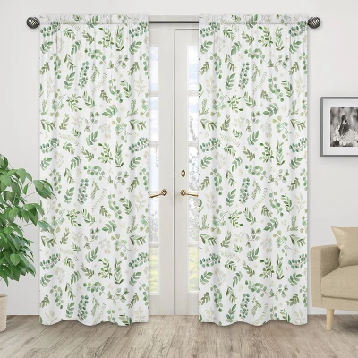 Sweet Jojo Designs Window Curtain Panels 84in. Botanical Green And White 2 Sweet Jojo Designs Window Curtain Panels 84in. Botanical Green And White