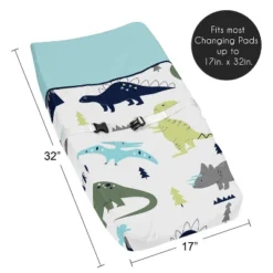 Sweet Jojo Designs Boy Changing Pad Cover Mod Dinosaur Blue And Green -Kids House GUEST 38b923ea 9775 45b2 8ebd 1c30c4ce8637