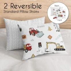 Sweet Jojo Designs Full/Queen Comforter Bedding Set Construction Truck Red Blue And Grey 3pc -Kids House GUEST 3d549a55 e470 48fd 84e4 33ec41a228b6