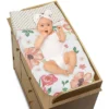 Sweet Jojo Designs Girl Changing Pad Cover Watercolor Floral Peach Green And Gold -Kids House GUEST 421748cb 6fa5 451f a313 8180f0a53775