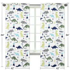 Sweet Jojo Designs Boy Window Curtain Panels Drapes 84in Mod Dinosaur Blue And Green -Kids House GUEST 422d2d77 046d 4fe7 b958 b8076dc5994d
