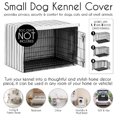 Sweet Jojo Designs Dog Crate Kennel Cover 24in. Stripe White And Grey 5 Sweet Jojo Designs Dog Crate Kennel Cover 24in. Stripe White And Grey - Image 3