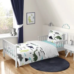 Sweet Jojo Designs Boy Toddler Bedding Set Mod Dinosaur Blue And Green Blue And Green 5pc. -Kids House GUEST 43c7fd72 c409 4689 a8dd e0da8ee77a91